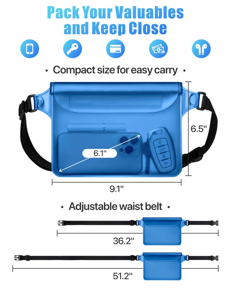 F-color Waterproof Fanny Pack - Waterproof Phone Pouch with Waist Strap - Cruise Essentials 2025 Must Haves Waterproof Pouch Dry Bag Keep Phone Valuables Safe for Beach Kayaking Boating Fishing - Image 3